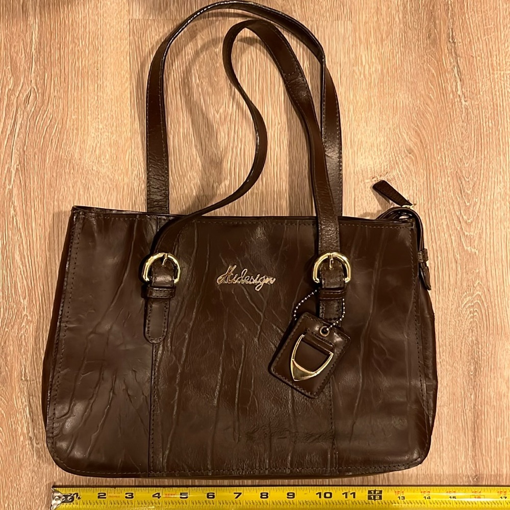 Hidesign genuine leather brown shoulder bag purse